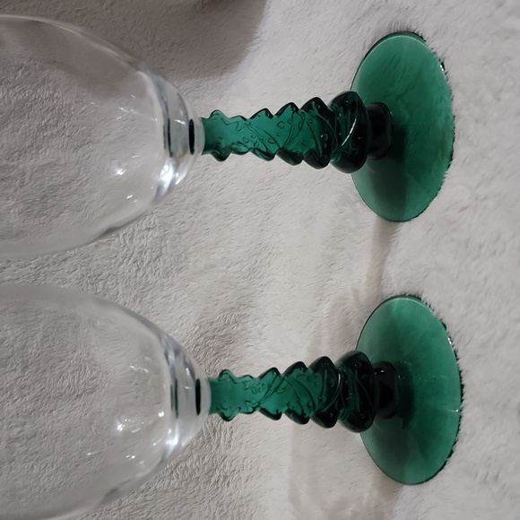 Vintage Libbey Glass Christmas tree stem goblets - Picture 3 of 8